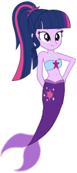 Size: 460x1024 | Tagged: safe, alternate version, artist:fireluigi29, imported from derpibooru, sci-twi, twilight sparkle, mermaid, equestria girls, bare shoulders, female, fish tail, jewelry, mermaid tail, mermaidized, necklace, pearl necklace, simple background, sleeveless, species swap, tail, transparent background