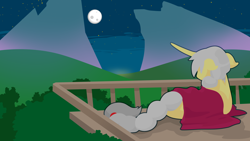 Size: 2732x1536 | Tagged: safe, artist:llimus, imported from derpibooru, oc, oc only, oc:alton, pony, unicorn, horn, lying down, male, moon, prone, solo, stallion