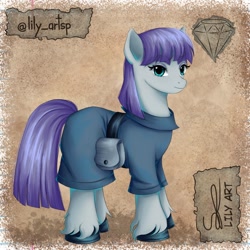 Size: 1580x1580 | Tagged: safe, artist:liliart1211, imported from derpibooru, maud pie, earth pony, pony, adorable face, cute, digital art, digital painting, fanart, smiling, solo, stone