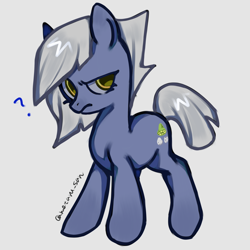 Size: 4096x4096 | Tagged: safe, artist:metaruscarlet, imported from derpibooru, limestone pie, earth pony, pony, gray background, looking at you, question mark, simple background, solo, wondering