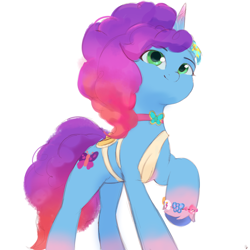 Size: 2304x2304 | Tagged: safe, artist:dulldi, imported from derpibooru, pony, unicorn, g5, high res, horn, misty brightdawn, simple background, solo, white background