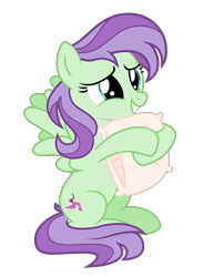 Size: 2121x2881 | Tagged: safe, artist:moonlightthegriffon, edit, imported from derpibooru, violet twirl, pegasus, pony, base used, female, friendship student, hug, mare, pillow, pillow hug, simple background, smiling, solo, spread wings, transparent background, wings