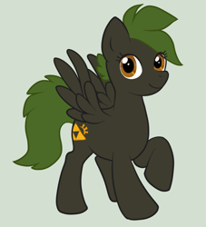 Size: 744x820 | Tagged: safe, artist:noctli, imported from derpibooru, oc, oc only, pegasus, eye clipping through hair, eyelashes, female, mare, pegasus oc, raised hoof, simple background, smiling, solo, wings