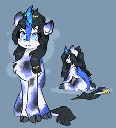 Size: 2836x3142 | Tagged: safe, artist:spoopygander, imported from derpibooru, oc, oc only, kirin, pony, blue background, cute, female, mare, simple background, solo