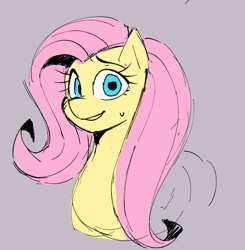 Size: 606x619 | Tagged: safe, artist:inkbloto, imported from derpibooru, fluttershy, pegasus, pony, bust, grin, looking at you, nervous, nervous grin, simple background, sketch, smiling, solo, sweat, sweatdrop