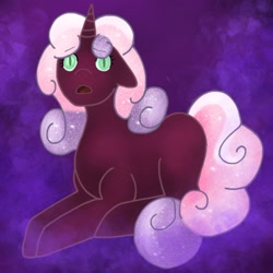 Size: 2048x2048 | Tagged: safe, artist:asinglepetal, imported from derpibooru, sweetie belle, pony, unicorn, female, horn, nightmare sweetie belle, nightmarified, procreate app, slit pupils, solo, tumblr:a rarity of a nightmare, tumblr:ask nightmare rarity