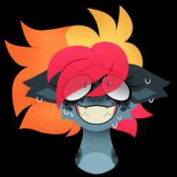 Size: 5638x5629 | Tagged: safe, artist:crazysketch101, imported from derpibooru, oc, oc only, oc:crazy looncrest, pegasus, pony, black background, gritted teeth, lineless, nervous, simple background, solo, sweat, sweatdrop, sweating profusely, teeth