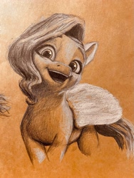 Size: 2771x3694 | Tagged: safe, artist:hoofy_0415, imported from derpibooru, pipp petals, pegasus, pony, adorapipp, cute, female, g5, mare, monochrome, open mouth, open smile, sketch, smiling, solo, teeth, traditional art