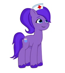 Size: 640x725 | Tagged: safe, artist:jazzhooves, imported from derpibooru, oc, oc only, earth pony, pony, earth pony oc, female, g5, hat, my little pony: tell your tale, nurse hat, ponytail, simple background, smiling, solo, white background