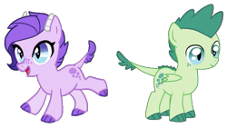 Size: 613x345 | Tagged: source needed, safe, artist:kianamai, imported from derpibooru, oc, oc only, oc:crystal clarity, oc:turquoise blitz, dracony, dragon, hybrid, pony, kilalaverse, brother and sister, cute, duo, female, hybrid oc, interspecies offspring, male, offspring, parent:rarity, parent:spike, parents:sparity, siblings, simple background, transparent background, vector
