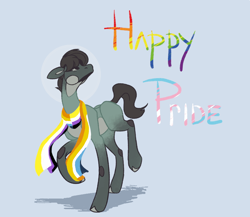 Size: 920x800 | Tagged: safe, artist:frostedsoul, derpibooru exclusive, imported from derpibooru, oc, oc only, oc:california kill, earth pony, pony, aroace, aroace pride flag, nonbinary, nonbinary pride flag, pride, pride flag, pride month, solo, tall, transgender pride flag