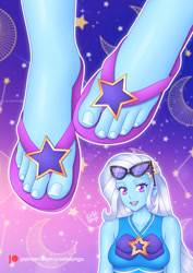 Size: 1024x1449 | Tagged: safe, artist:costalonga, trixie, equestria girls, feet, female, fetish, flip-flops, foot fetish, foot focus