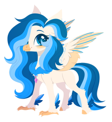 Size: 2596x2835 | Tagged: safe, artist:belka-sempai, imported from derpibooru, part of a set, oc, oc only, classical hippogriff, hippogriff, colored wings, commission, female, hair over one eye, jewelry, long mane, necklace, simple background, smiling, solo, spread wings, transparent background, wings, ych result