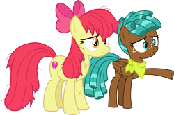 Size: 4514x3000 | Tagged: safe, artist:cloudy glow, imported from derpibooru, apple bloom, spur, earth pony, pegasus, .ai available, apple bloom's bow, bow, duo, duo female, female, hair bow, simple background, transparent background, vector