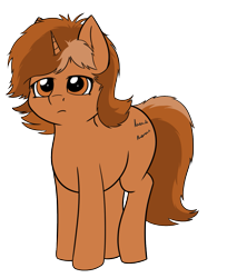 Size: 1027x1206 | Tagged: safe, artist:appledash, imported from derpibooru, oc, oc only, oc:sign, pony, unicorn, atg 2024, female, frown, horn, mare, newbie artist training grounds, simple background, solo, standing, style emulation, transparent background