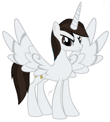 Size: 1760x1952 | Tagged: safe, artist:matthewoc, derpibooru exclusive, imported from derpibooru, oc, oc only, oc:alicorn matthew, alicorn, alicorn oc, autism, autistic, concave belly, horn, male, new version, simple background, solo, spread wings, stallion, thin, white background, wings