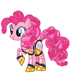 Size: 432x456 | Tagged: safe, artist:qjosh, imported from derpibooru, pinkie pie, earth pony, pony, robot, robot pony, female, roboticization, solo, transformation, transformation sequence