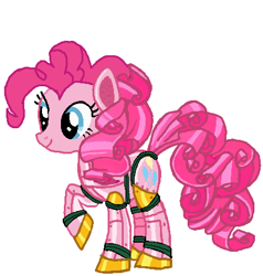 Size: 432x454 | Tagged: safe, artist:qjosh, imported from derpibooru, pinkie pie, earth pony, pony, robot, robot pony, female, roboticization, solo, transformation, transformation sequence
