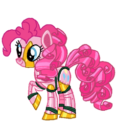Size: 432x456 | Tagged: safe, artist:qjosh, imported from derpibooru, pinkie pie, earth pony, pony, robot, robot pony, female, roboticization, solo, transformation, transformation sequence