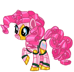 Size: 472x456 | Tagged: safe, artist:qjosh, imported from derpibooru, pinkie pie, earth pony, pony, robot, robot pony, female, pinkie bot, roboticization, simple background, solo, transformation, transformation sequence, white background