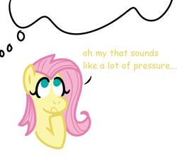 Size: 1560x1400 | Tagged: safe, artist:zoeyhorse, imported from derpibooru, fluttershy, pegasus, pony, ask, bust, description is relevant, dialogue, female, looking up, mare, mind reading, simple background, solo, thought bubble, white background