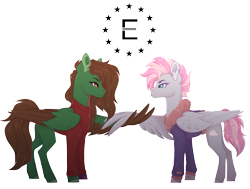 Size: 7814x5922 | Tagged: safe, artist:maxxacure, imported from derpibooru, oc, oc only, oc:blissful clutz, oc:skyline, pegasus, pony, fallout equestria, ashes town, concave belly, enclave, one wing out, photo, simple background, transparent background, wing gesture, wing shake, wings