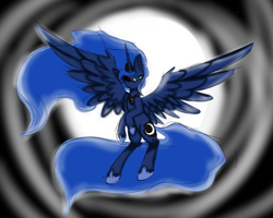 Size: 2500x2000 | Tagged: safe, artist:crystalrainbow49, imported from derpibooru, princess luna, alicorn, pony, colored sketch, large wings, mismatched eyes, sketch, solo, spread wings, wings