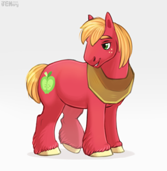 Size: 2565x2628 | Tagged: safe, artist:jenery, imported from derpibooru, big macintosh, earth pony, pony, gradient background, male, solo, stallion