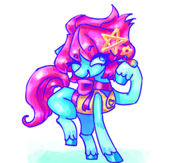Size: 2995x2800 | Tagged: safe, artist:mannybcadavera, imported from derpibooru, oc, oc only, oc:eva marshall, earth pony, pony, art trade, clothes, ear piercing, earring, eyebrows, eyebrows visible through hair, female, grin, high res, jewelry, mare, one eye closed, piercing, ribbon, simple background, smiling, solo, standing on two hooves, unshorn fetlocks, vest, white background