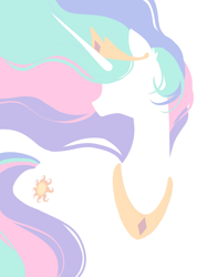 Size: 1000x1334 | Tagged: safe, artist:叶荫, imported from derpibooru, princess celestia, alicorn, pony, limited palette, simple background, solo, white background