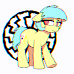 Size: 980x980 | Tagged: safe, artist:thebatfang, edit, imported from twibooru, oc, oc only, oc:soiree, earth pony, pony, altbrony, animated, black sun, blush lines, blushing, butt shake, dancing, embarrassed, fascism, fascist, frown, gif, image, mlpol, nazi, nazi symbol, sonnenrad