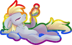 Size: 4399x2754 | Tagged: safe, alternate version, artist:cutepencilcase, imported from derpibooru, derpy hooves, pegasus, pony, blowing bubbles, bubble, eyes closed, pride month, simple background, solo, sticker design, transparent background