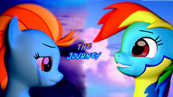 Size: 3200x1800 | Tagged: safe, artist:duckyqwapz, imported from derpibooru, lightning dust, rainbow dash, pegasus, pony, 3d, atg 2024, duo, duo female, female, journey, mare, newbie artist training grounds, remake