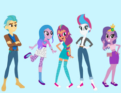 Size: 1739x1334 | Tagged: safe, artist:hannahtheanimequeen, imported from derpibooru, hitch trailblazer, izzy moonbow, pipp petals, sunny starscout, zipp storm, equestria girls, clothes, converse, equestria girls-ified, female, g5, g5 to equestria girls, g5 to g4, generation leap, male, pipp is short, shoes, zipp is tall