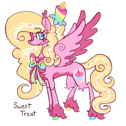 Size: 2048x2048 | Tagged: safe, artist:cingulomana, imported from derpibooru, oc, oc only, oc:sweet treat (cingulomana), pegasus, pony, alternate universe, blaze (coat marking), blonde mane, blonde tail, blue eyes, blue pupils, chest fluff, coat markings, colored, colored eartips, colored eyebrows, colored hooves, colored pupils, colored wings, colored wingtips, concave belly, curly mane, curly tail, ear fluff, ear tufts, eye clipping through hair, eyebrows, eyebrows visible through hair, facial markings, female, flat colors, high res, hooves, leg fluff, long eyelashes, long legs, long mane, long neck, long tail, looking back, mare, mismatched hooves, multicolored hooves, multicolored mane, multicolored tail, neck bow, no catchlights, pegasus oc, pink coat, pink wingtips, profile, shiny hooves, shoulder fluff, shrunken pupils, simple background, slender, smiling, socks (coat markings), solo, spread wings, sprinkles in mane, sprinkles in tail, standing, tail, thin, thin legs, transparent background, two toned mane, two toned tail, two toned wings, unshorn fetlocks, wings