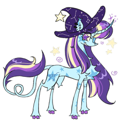 Size: 2048x2048 | Tagged: safe, artist:cingulomana, imported from derpibooru, oc, oc only, oc:ursa dusk, classical unicorn, pony, unicorn, bangs, blaze (coat marking), blue coat, chest fluff, cloven hooves, coat markings, colored, colored eyebrows, colored hooves, colored horn, colored horntip, colored pupils, colored sclera, concave belly, curved horn, cutie mark eyes, ear fluff, ear piercing, ear tufts, earring, eye clipping through hair, eyebrows, eyebrows visible through hair, eyelashes, facial markings, flat colors, glowing, glowing horn, hat, high res, horn, jewelry, leg fluff, leonine tail, long horn, long legs, long mane, long neck, long tail, looking back, magic, magical lesbian spawn, offspring, parent:trixie, parent:twilight sparkle, parents:twixie, piercing, profile, purple hooves, purple pupils, shiny mane, shiny tail, shoulder fluff, simple background, slender, smiling, solo, sparkles, sparkly eyes, spirals, standing, star mark, starry eyes, stars, straight mane, straight tail, tail, tall, tall ears, thin, thin legs, three toned mane, three toned tail, transparent background, tri-color mane, tri-color tail, tri-colored tail, tricolor mane, tricolor tail, tricolored mane, tricolored tail, unicorn horn, unicorn oc, unshorn fetlocks, wingding eyes, witch hat, wizard hat, yellow sclera