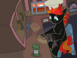 Size: 1632x1226 | Tagged: safe, artist:alulabelfry, derpibooru exclusive, imported from derpibooru, oc, oc only, oc:candy heart, oc:zitrus mixus, earth pony, pegasus, bakery, baking, chef, chef's hat, chess piece, cooking, cooking love, dark background, earth pony oc, hat, icing bag, kitchen, lantern, ms paint, pegasus oc, sitting, sunset, wings