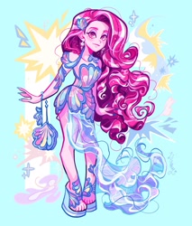 Size: 1742x2048 | Tagged: safe, artist:libbly_libby, imported from derpibooru, pinkie pie, human, 2d, eyeshadow, female, fingernails, makeup, mermaid dress, nail polish, nails, open toe shoes, solo