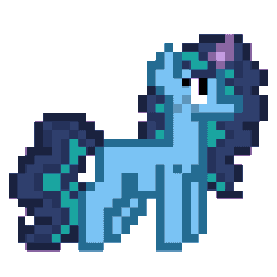 Size: 256x256 | Tagged: safe, artist:cupute, imported from derpibooru, pony, animated, background pony, colored horn, commission, curly mane, curly tail, cute, digital art, eyelashes, female, g5, gif, hair over eyes, horn, impossibly long tail, long mane, misty brightdawn, mistybetes, pixel animation, pixel art, png, simple background, solo, tail, transparent background, ych result