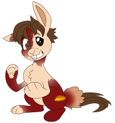 Size: 964x1034 | Tagged: safe, artist:atcpony, imported from derpibooru, oc, oc only, oc:crimson rune, pony, rabbit, unicorn, animal, bunnified, chest fluff, horn loss, male, simple background, solo, species swap, stallion, transformation, transparent background