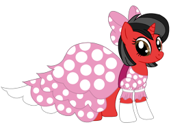Size: 1489x1200 | Tagged: safe, artist:xxblue-shy-gamersxx, imported from derpibooru, oc, oc only, oc:minnie motion, unicorn, bow, clothes, dress, female, gala dress, hair bow, horn, mare, simple background, solo, transparent background