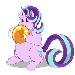 Size: 4000x4000 | Tagged: safe, artist:sugaryviolet, imported from derpibooru, starlight glimmer, pony, unicorn, balloon, belly, blowing, blowing up balloons, chubby, commissioner:puffydearlysmith, cutie mark, female, horn, implied shipping, implied starburst, implied straight, inflating, mare, simple background, starlooner glimmer, that pony sure does love balloons, transparent background