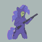 Size: 3000x3000 | Tagged: safe, artist:t72b, imported from derpibooru, princess luna, oc, oc:anon, human, clothes, gun, meme, onesie, shotgun, simple background, solo, suit, todd howard, weapon