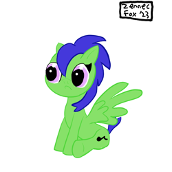 Size: 600x600 | Tagged: safe, imported from derpibooru, oc, oc only, oc:spinneret, oc:sprouting bulb, changeling, pegasus, pony, simple background, sitting, solo, white background