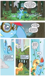 Size: 4556x7680 | Tagged: safe, artist:tonyfleecs, edit, idw, imported from derpibooru, tank, earth pony, pegasus, pony, tortoise, my little pony micro-series, spoiler:comic, apple, apple tree, falling, food, micro-series #2, tree, zap apple