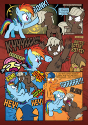 Size: 1920x2715 | Tagged: safe, artist:alexdti, imported from derpibooru, dumbbell, fluttershy, hoops, rainbow dash, pegasus, pony, comic:how we met (italian), belly, chokehold, colt, crying, female, filly, filly fluttershy, filly rainbow dash, foal, italian, male, onomatopoeia, younger