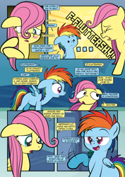 Size: 1920x2715 | Tagged: safe, artist:alexdti, artist:v-nico, imported from derpibooru, fluttershy, rainbow dash, pegasus, pony, comic:how we met (italian), blushing, comic, female, filly, filly fluttershy, filly rainbow dash, foal, italian, younger