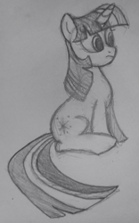 Size: 627x1006 | Tagged: safe, artist:endorsed_dr, imported from derpibooru, twilight sparkle, pony, unicorn, grayscale, horn, monochrome, pencil drawing, photo, sketch, solo, traditional art