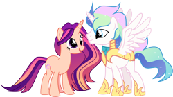 Size: 12060x6750 | Tagged: safe, artist:shootingstarsentry, imported from derpibooru, oc, oc only, oc:atlas, oc:nova eclipse, alicorn, pony, unicorn, absurd resolution, duo, duo male and female, female, horn, male, mare, offspring, parent:princess celestia, parent:royal guard, parents:guardlestia, simple background, stallion, transparent background