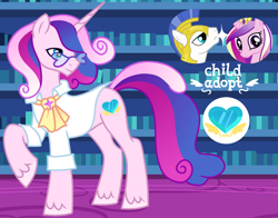 Size: 1280x1005 | Tagged: safe, artist:vi45, imported from derpibooru, princess cadance, oc, pony, unicorn, clothes, concave belly, glasses, horn, male, offspring, parent:princess cadance, parent:royal guard, royal guard, shirt, slender, stallion, thin, unshorn fetlocks